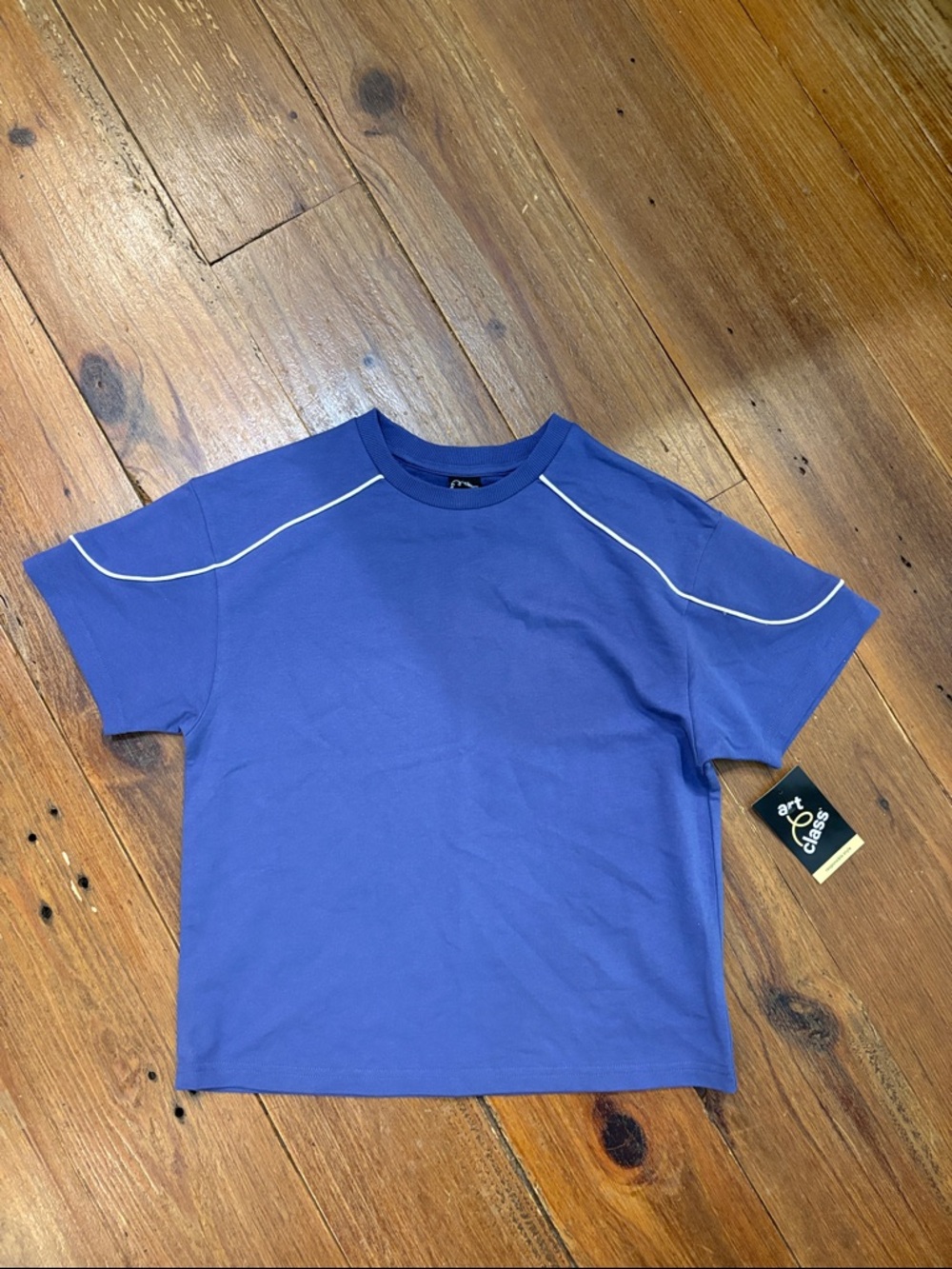 art class Royal Blue Short Sleeve Tee with Contrast Piping